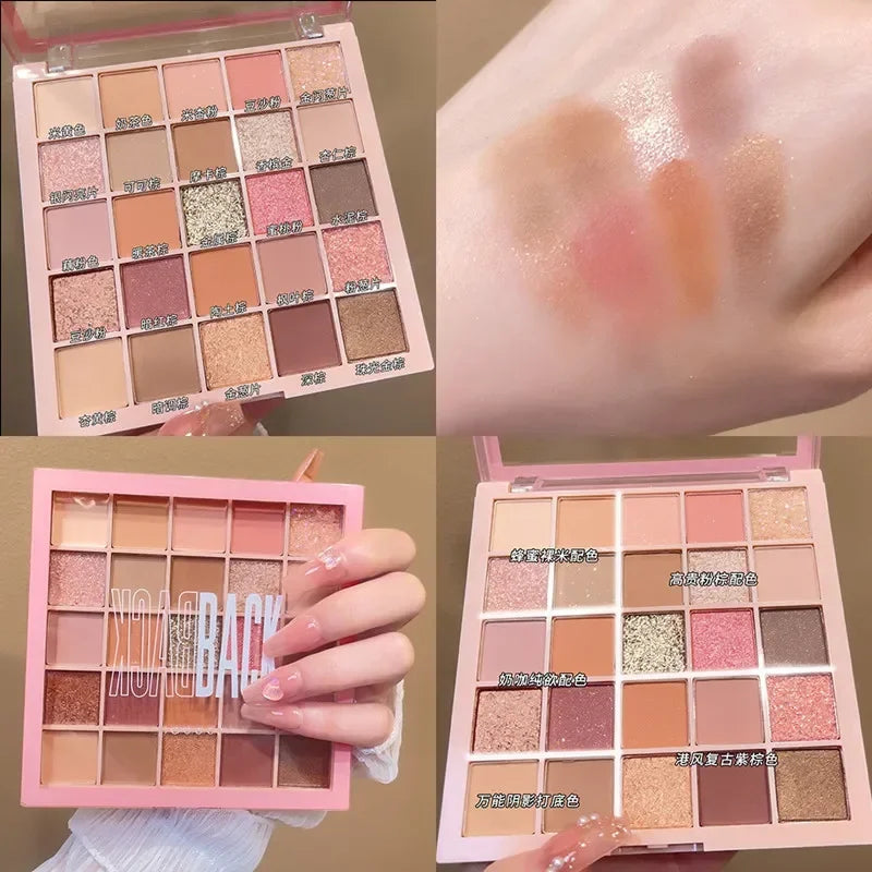 25 Color Eyeshadow Palette Waterproof Glitter Matte Shimmer Eye Pigment Earthy Pearly Eyeshadow Portable Eyes Makeup Cosmetics