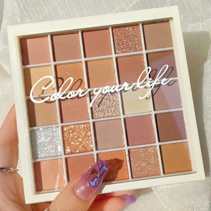 25 Color Eyeshadow Palette Waterproof Glitter Matte Shimmer Eye Pigment Earthy Pearly Eyeshadow Portable Eyes Makeup Cosmetics