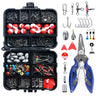 263pcs Outdoor Fishing Accessories Set with Tackle Box Including Plier Jig Hooks Sinker Weight Swivels Snaps Sinker Slides Kit