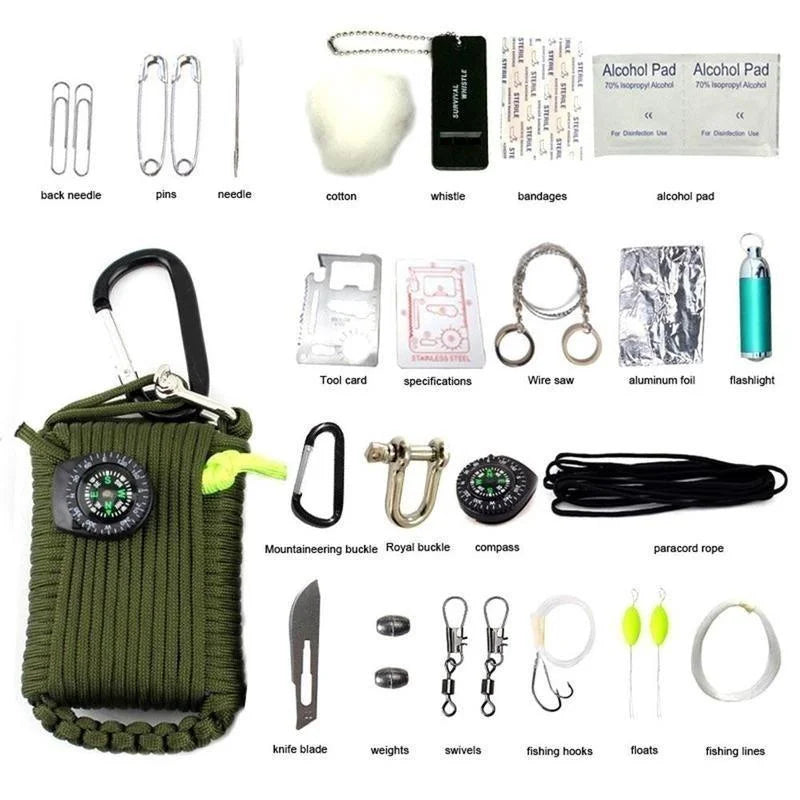 29 in 1 Professional Survival Kit Outdoor Travel Hike Field Camp Kits Emergency Portable Multifunctional Safety First Aid Tools