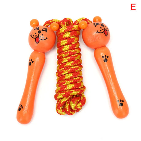 2M Lovely Cartoon Wood Handle Kids Children Skipping Jump Rope Sport Exercise Tool