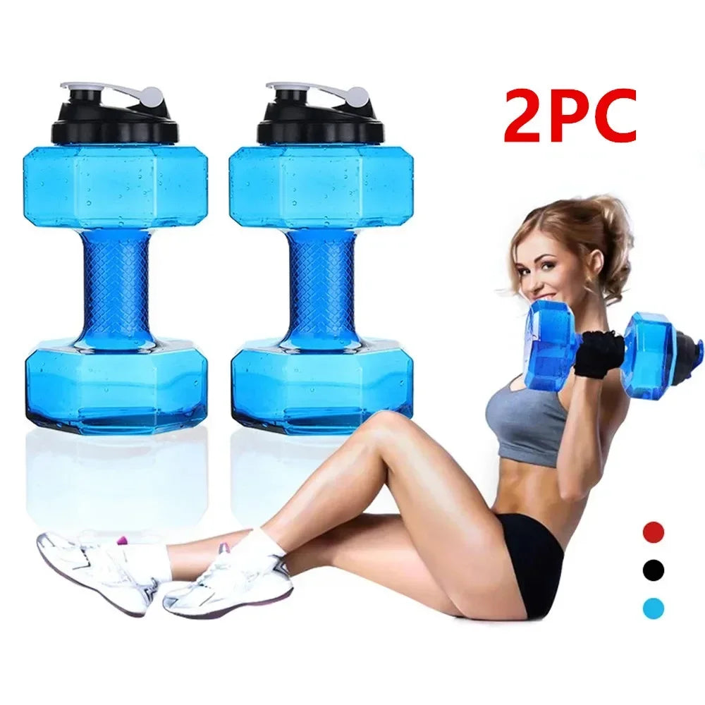 2PC Water Dumbbell Sport Bottle Large Capacity Gym Running Fitness Bodybuilding Exercise Outdoor Bicycle Camping Cycling Bottle