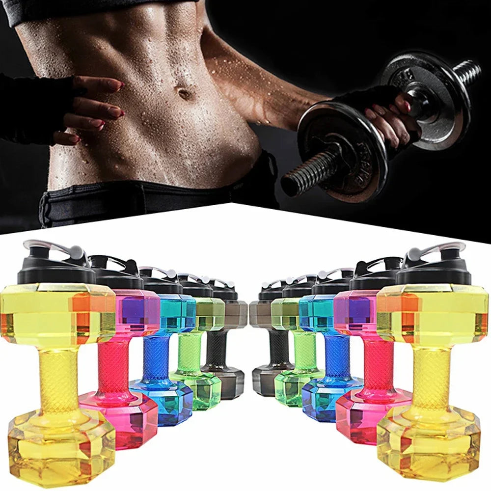 2PC Water Dumbbell Sport Bottle Large Capacity Gym Running Fitness Bodybuilding Exercise Outdoor Bicycle Camping Cycling Bottle