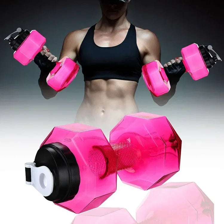 2PC Water Dumbbell Sport Bottle Large Capacity Gym Running Fitness Bodybuilding Exercise Outdoor Bicycle Camping Cycling Bottle