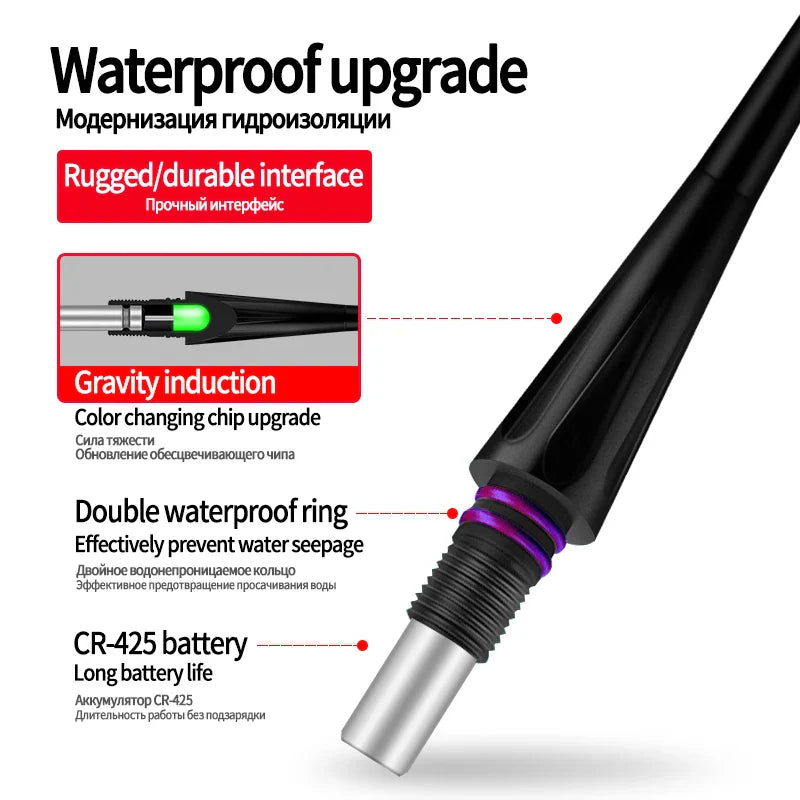 2PCS LED Gravity Sensor Color Change Float Tails+2 Float Tubes+1 Bag Hooks+1 Float Seat Bright LED Light Buoy Fresh Water Tails