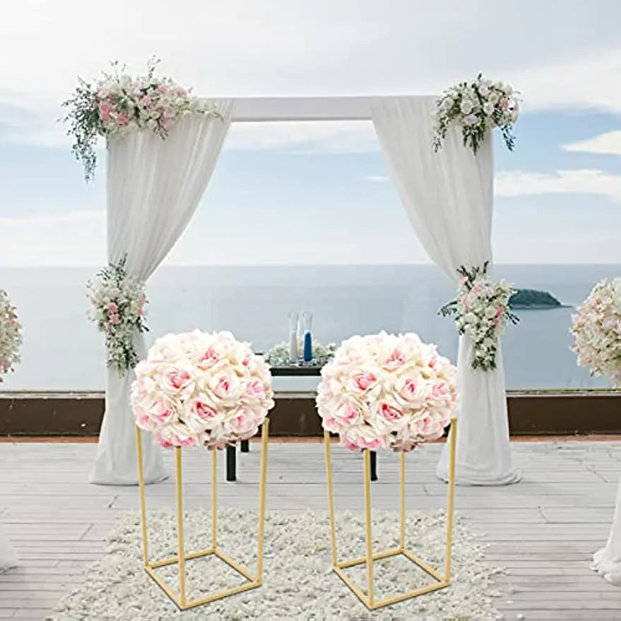 2Pcs Flower Floor Stand Metal Column Flower Stand Set Wedding Party Flower Stand Display Stand Decor Column Racks