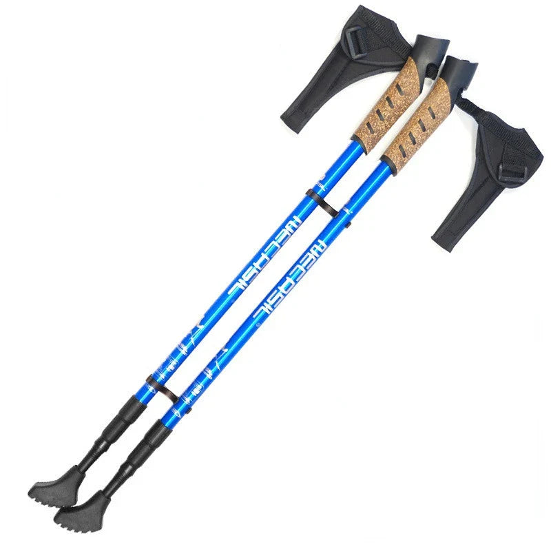 2Pcs Hiking Walking Sticks Anti Shock Trekking Poles Nordic Walking Cane Aluminum Telescopic Camping Hiking Poles Crutches