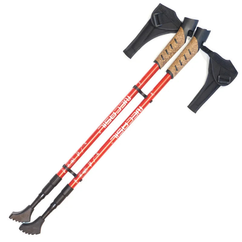 2Pcs Hiking Walking Sticks Anti Shock Trekking Poles Nordic Walking Cane Aluminum Telescopic Camping Hiking Poles Crutches