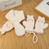 2Pcs Winter Baby Scarf Gloves Set Lamb Wool Thick Kids Scarves Mittens Suit for Girl Boy Cartoon Bear Bunny Children Neck Warmer