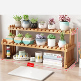 2Tier Simple Modern Decorative Natural Bamboo Flower Pot Plant Display Stand Shelf,Books Kitchen Household Supplies Storage Rack