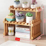 2Tier Simple Modern Decorative Natural Bamboo Flower Pot Plant Display Stand Shelf,Books Kitchen Household Supplies Storage Rack