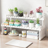 2Tier Simple Modern Decorative Natural Bamboo Flower Pot Plant Display Stand Shelf,Books Kitchen Household Supplies Storage Rack