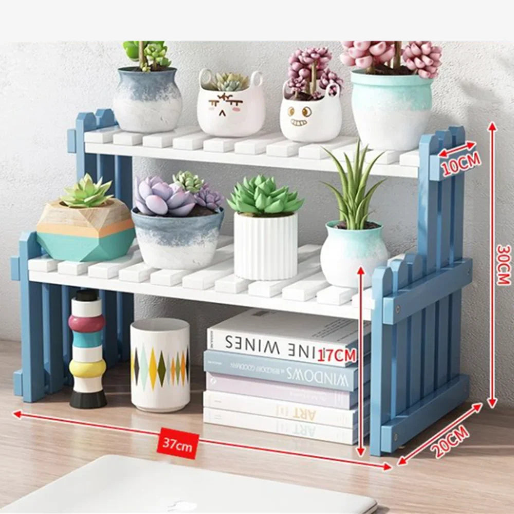 2Tier Simple Modern Decorative Natural Bamboo Flower Pot Plant Display Stand Shelf,Books Kitchen Household Supplies Storage Rack