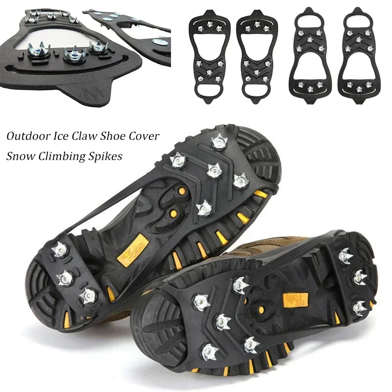 2pcs 8-Stud Anti-Slip Ice Claws Snow Climbing Spike Grips Crampon Cleats Boots Cover Winter Sport Shoe Cover for Women Men 35-43