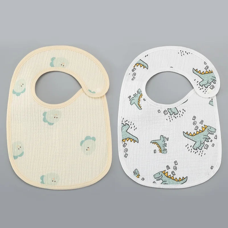 2pcs/set Cotton Waterproof Baby Bibs Summer Infant Bib Newborn Burp Cloths Bandana for Kids Boys Girls Soft Feeding Saliva Towel