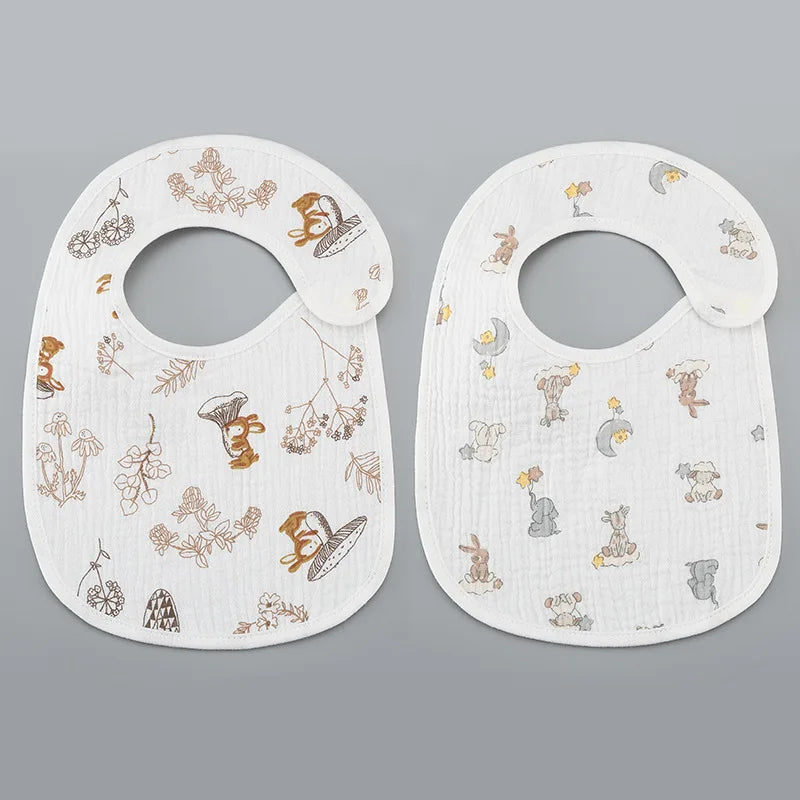 2pcs/set Cotton Waterproof Baby Bibs Summer Infant Bib Newborn Burp Cloths Bandana for Kids Boys Girls Soft Feeding Saliva Towel