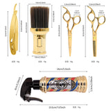 3/5PCS Gold Hairdressing Styling Tools Set 6 Inch Haircut Scissors Hair Cutting Comb Suit Men Manual Shaver Barber Spary bottle