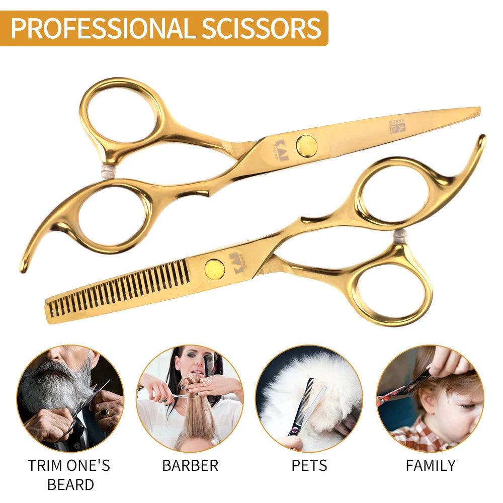 3/5PCS Gold Hairdressing Styling Tools Set 6 Inch Haircut Scissors Hair Cutting Comb Suit Men Manual Shaver Barber Spary bottle