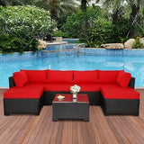 3/7-Piece Outdoor PE Rattan Furniture Set Patio Black Wicker Conversation Loveseat Sofa Sectional Couch Cushion