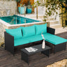 3/7-Piece Outdoor PE Rattan Furniture Set Patio Black Wicker Conversation Loveseat Sofa Sectional Couch Cushion