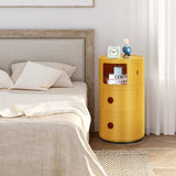 3 Drawer Sliding Barrel Modern Bedroom Nightstand, Yellow  Bedside Table Nightstand End Side Organizer Storage