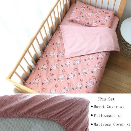 3 Pcs Baby Crib Bedding Set Cotton Bed Linens Boy Girl Cot kit Include Pillowcase Sheet Duvet Cover Children Room Decoration