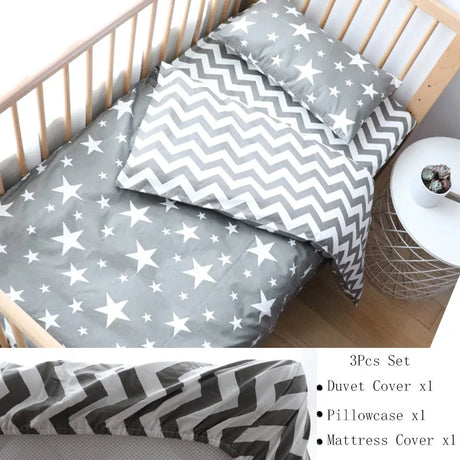 3 Pcs Baby Crib Bedding Set Cotton Bed Linens Boy Girl Cot kit Include Pillowcase Sheet Duvet Cover Children Room Decoration