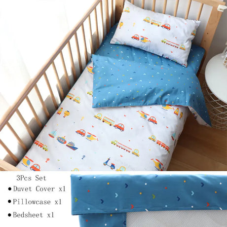 3 Pcs Baby Crib Bedding Set Cotton Bed Linens Boy Girl Cot kit Include Pillowcase Sheet Duvet Cover Children Room Decoration