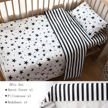 3 Pcs Baby Crib Bedding Set Cotton Bed Linens Boy Girl Cot kit Include Pillowcase Sheet Duvet Cover Children Room Decoration