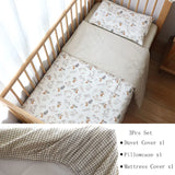 3 Pcs Baby Crib Bedding Set Cotton Bed Linens Boy Girl Cot kit Include Pillowcase Sheet Duvet Cover Children Room Decoration