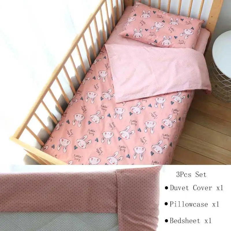 3 Pcs Baby Crib Bedding Set Cotton Bed Linens Boy Girl Cot kit Include Pillowcase Sheet Duvet Cover Children Room Decoration