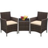 3 Pieces Patio Furniture PE Rattan Wicker Chair Conversation Set, 26.6x12.1x19.3 inches, Assemble Easily, Sturdy&Durable