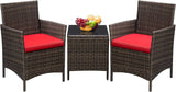 3 Pieces Patio Furniture PE Rattan Wicker Chair Conversation Set, 26.6x12.1x19.3 inches, Assemble Easily, Sturdy&Durable