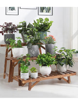 3 Tier Freestanding Ladder Shelf Wood Plant Stand Indoor Outdoor Plant Display Rack Flower Pot Holder Planter Organizer