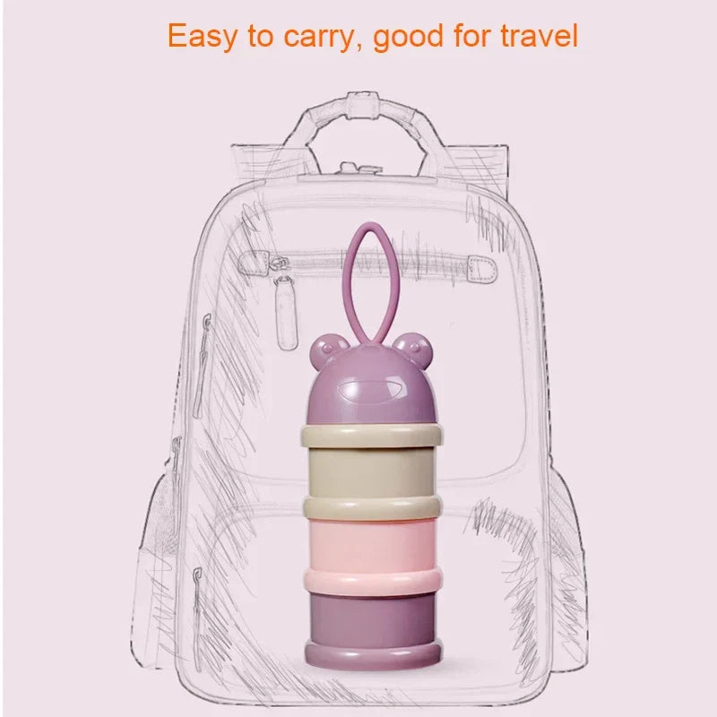 3-layers Food Container Style Portable Baby Formula Milk Storage Essential Cereal Cartoon Infant Toddle Powder Container