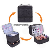 30 Grids Nail Organizer Makeup Bag Cosmetic Manicure Case Professional Double Layer Design Nail Polish Gel Handbag with Handle