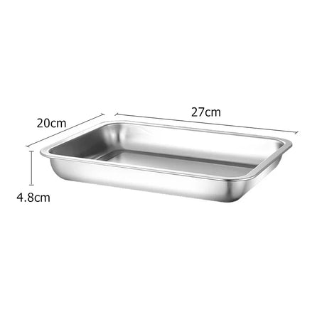 304 Stainless Steel Barbecue Tea Storage Serving Trays Rectangle Steamed Rice Sausage Plate Grill Meat Restaurant Metal Utensils