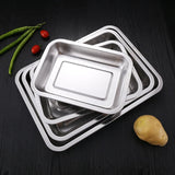 304 Stainless Steel Barbecue Tea Storage Serving Trays Rectangle Steamed Rice Sausage Plate Grill Meat Restaurant Metal Utensils