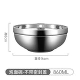 304 Stainless Steel Double Layer Bowls with Lid Kitchen Soup Ramen Noodles Bowl Food Containers Home Restaurant Korean Tableware