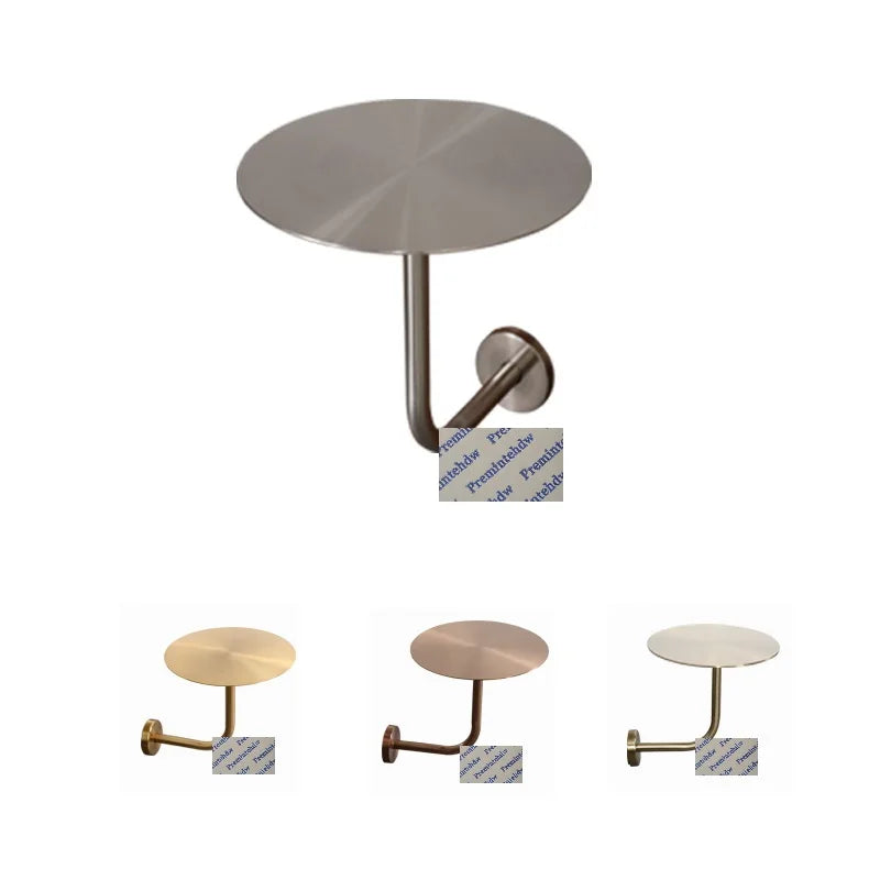 304 Stainless Steel Wall Mounted L Shaped Round Coffee Pub Table Salon Serving Worktop Rose Gold Bronze