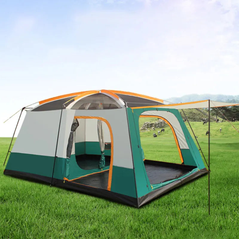 320X220X195cm Two-bedroom Tent Oversize for 5-8 Person Leisure Camping Tents Double-plies Thick Rainproof Outdoor Family Tour