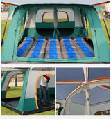 320X220X195cm Two-bedroom Tent Oversize for 5-8 Person Leisure Camping Tents Double-plies Thick Rainproof Outdoor Family Tour