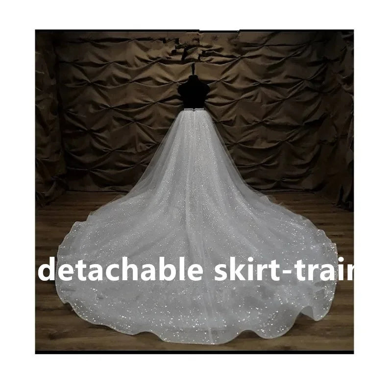 350 cm long in back  bridal detachable skirt-train, wedding skirt, brilliant Tulle skirt Glitter bridal dress detachable train