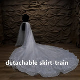 350 cm long in back  bridal detachable skirt-train, wedding skirt, brilliant Tulle skirt Glitter bridal dress detachable train