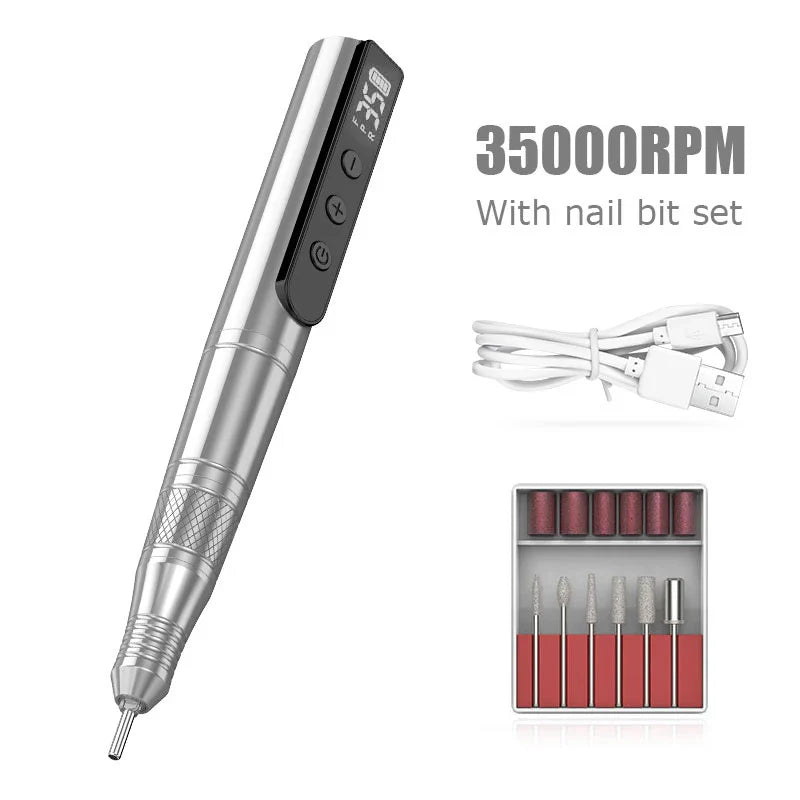 35000RPM Electric Nail Drill Machine Professional Nail Lathe For Gel Polishing Cordless Drill Home Salon Manicure Equipment Tool