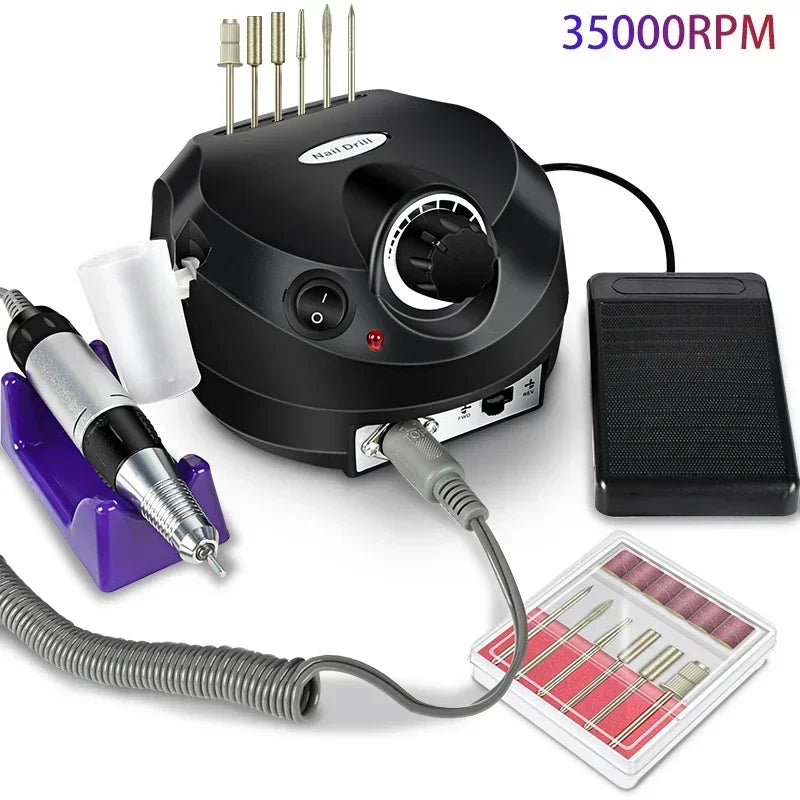 35000RPM Electric Nail Drill Professional Manicure Machine Nail Sander Nails Drill Bit Portable Nail Salon Polisher Equipment