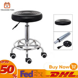 360° Beauty Salon Rotating Work Chair 44-57cm Height Adjustable Hydraulic Rolling Rotating Stool for Home/Office/Bar Black White