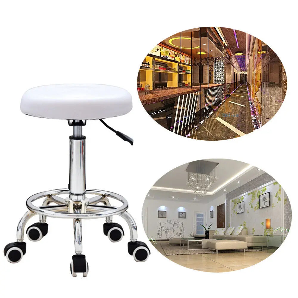 360° Beauty Salon Rotating Work Chair 44-57cm Height Adjustable Hydraulic Rolling Rotating Stool for Home/Office/Bar Black White