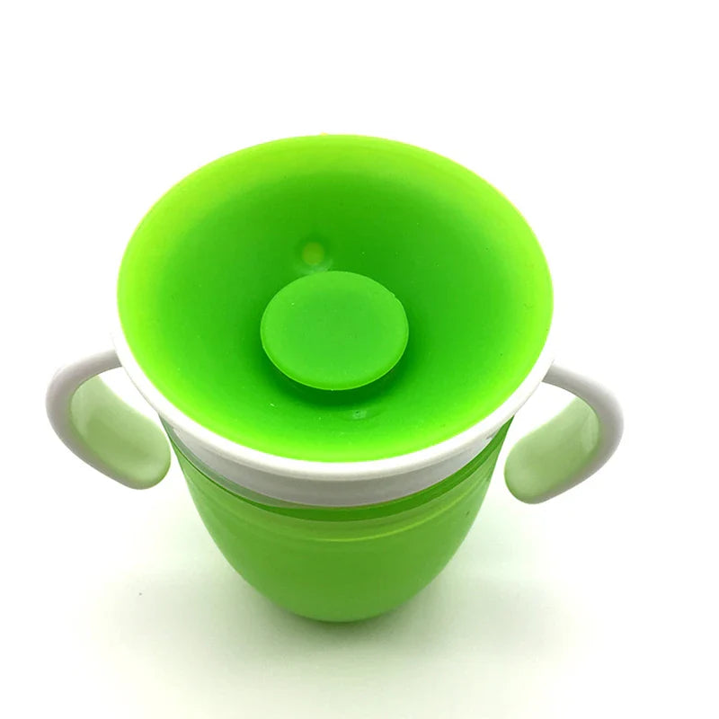 360 Degrees Can Be Rotated Baby Learning Drinking Cup With Double Handle Flip lid Leakproof Magic Cup Infants Water Cups Bottle