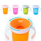 360 Degrees Can Be Rotated Baby Learning Drinking Cup with Double Handle Flip Lid Leakproof Infants Water Cups Bottle BPA Free